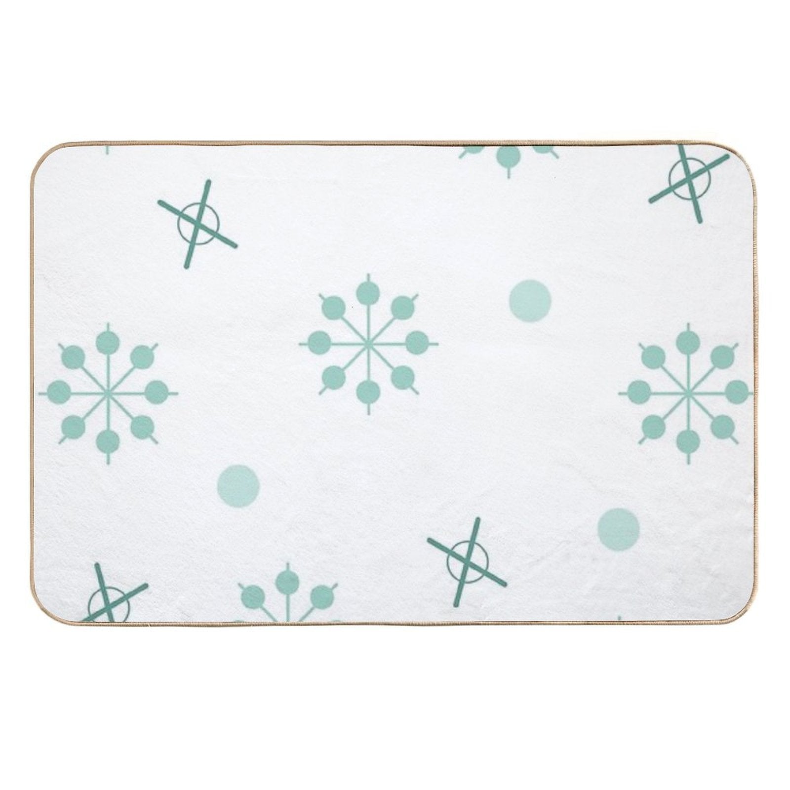 Atomic Age Sputnik Starbursts Winter Green  Easy To Clean Bath Mat