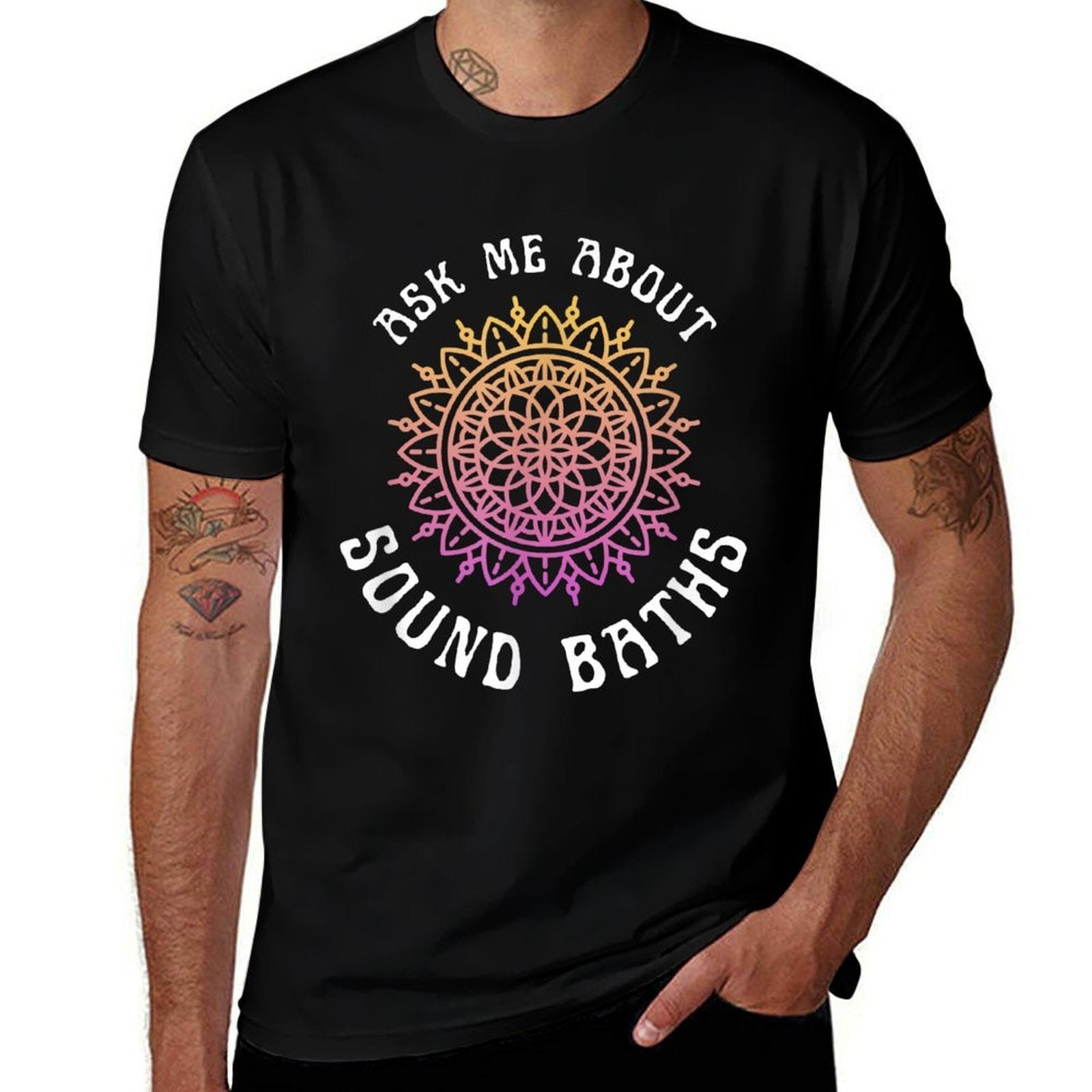 Ask Me About Sound Baths New Age Wellness Mandala  Relaxed-fit T-Shirt