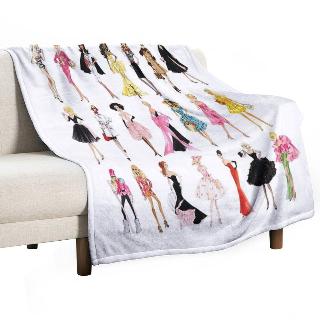 Vintage Doll Illustrations Eco-conscious Throw Blanket
