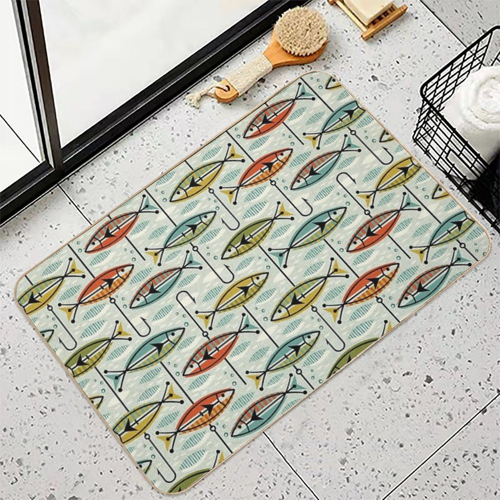 Retro Color Block Fish  Multi-Purpose Bath Mat