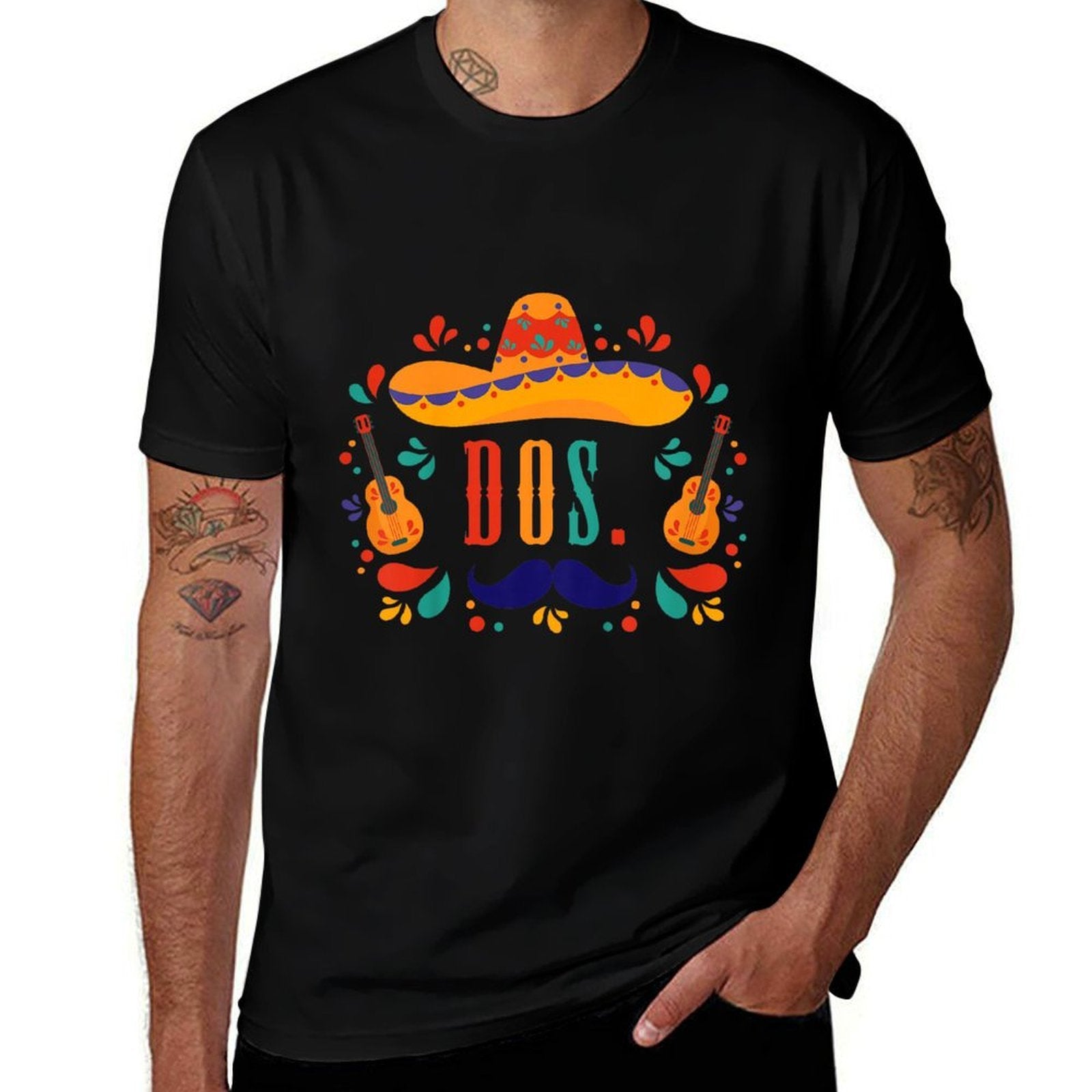 Kids 2 Year Old Mexican Fiesta Birthday Party Themed Birthday  Tagless Design T-Shirt