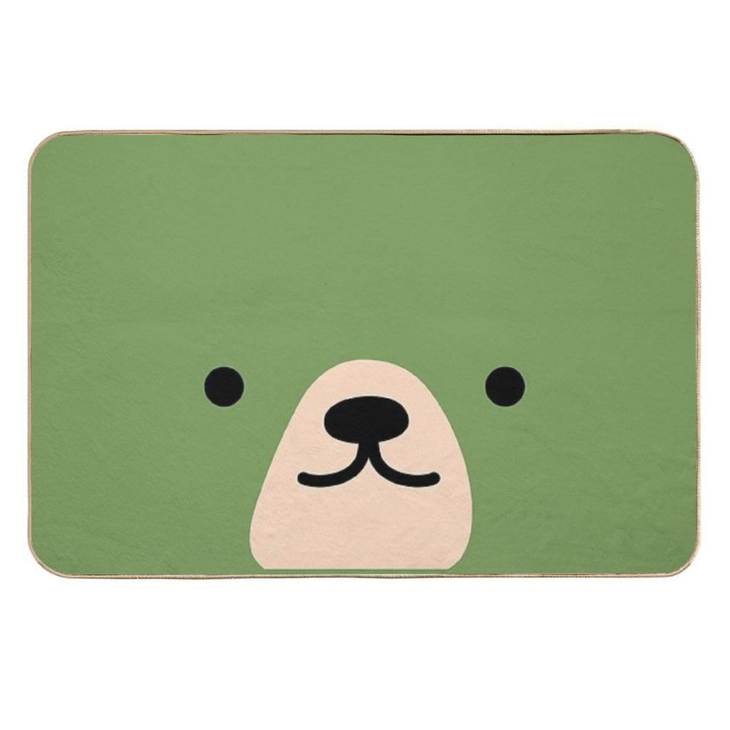 Cute Green Bear Face  Repositionable Bath Mat