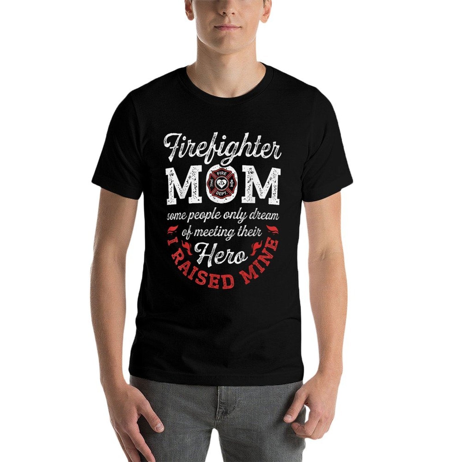 Firefighter Mom Mothers Day Thin Red Line Firefighting  Tagless Design T-Shirt