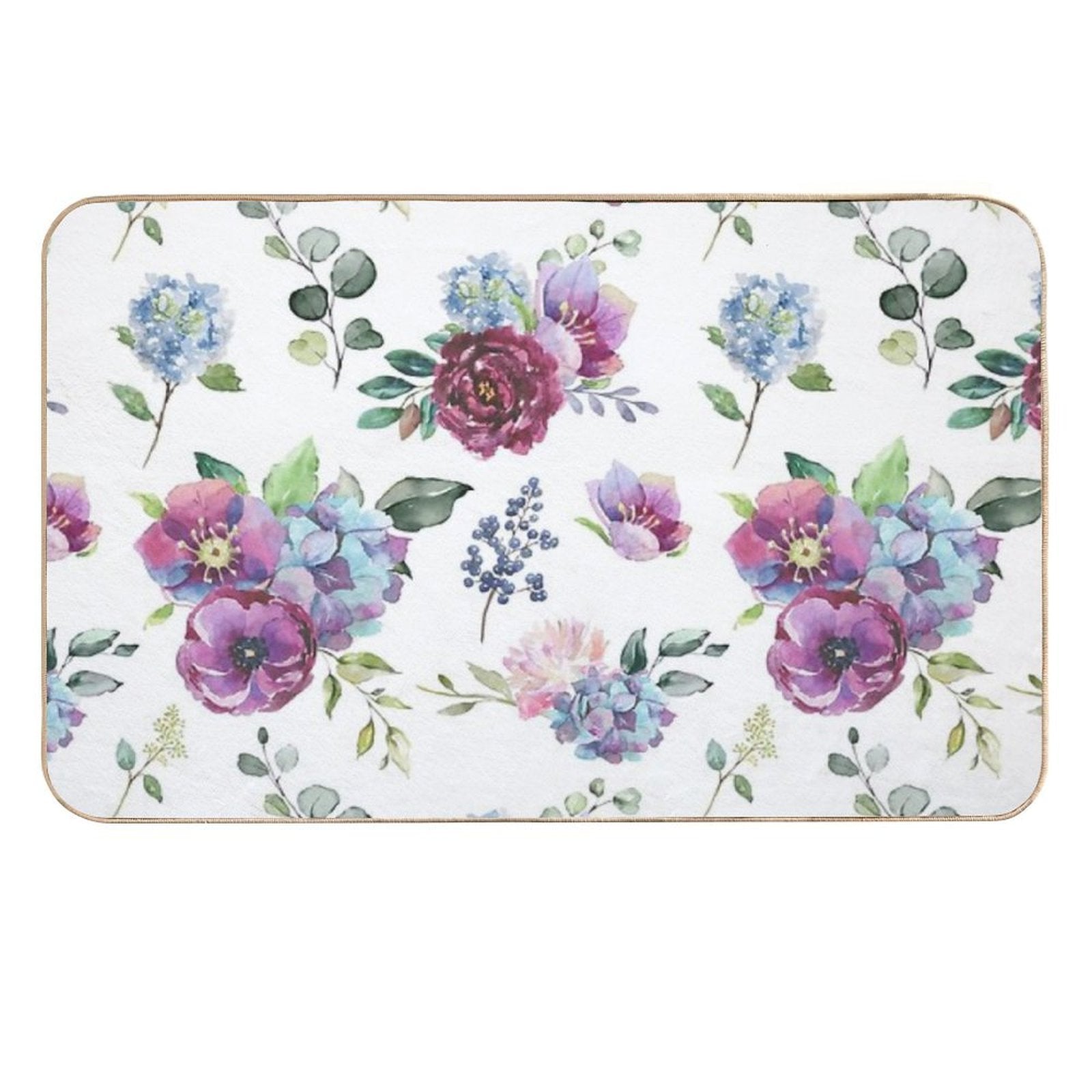 Blue Floral Print  Rapid-Drying Bath Mat