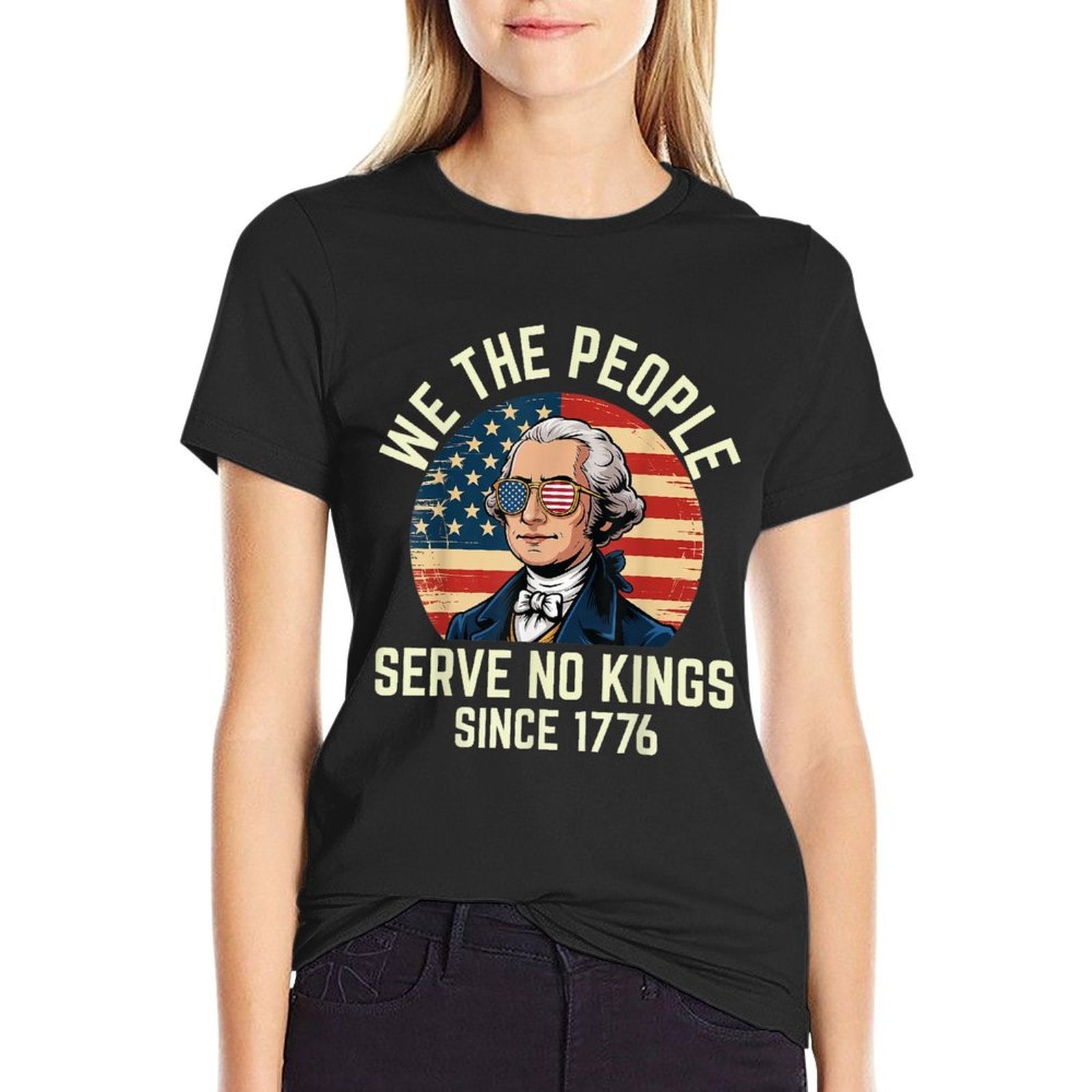 4th of July No King in USA 1776 Patriotic American  Oversized Silhouette T-Shirt