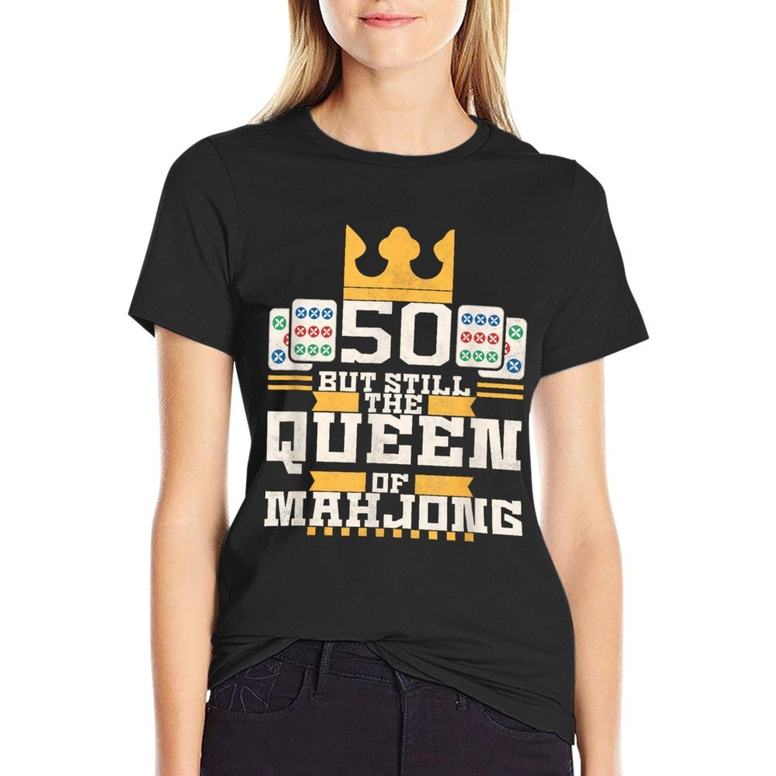 50 Years Old But Still The Queen Of Mahjong, 50th Birthday  Trendy Pattern T-Shirt