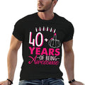Womens I Am 40 Plus 1 Middle Finger 40th Pink Candle Birthday Retro Comfortable T-Shirt