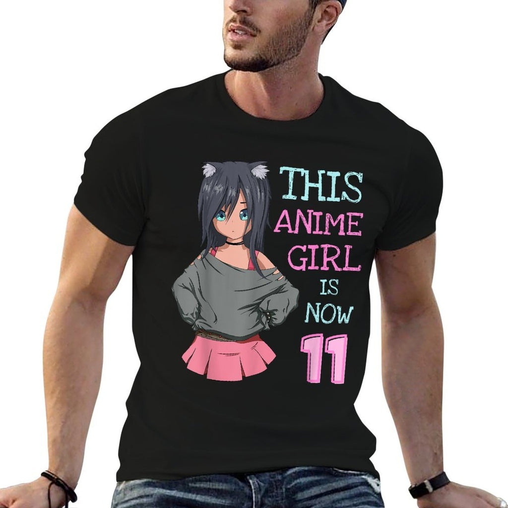 This Anime Girl Is Now 11 Years Old Birthday Girl Kawaii  Heathered Texture T-Shirt