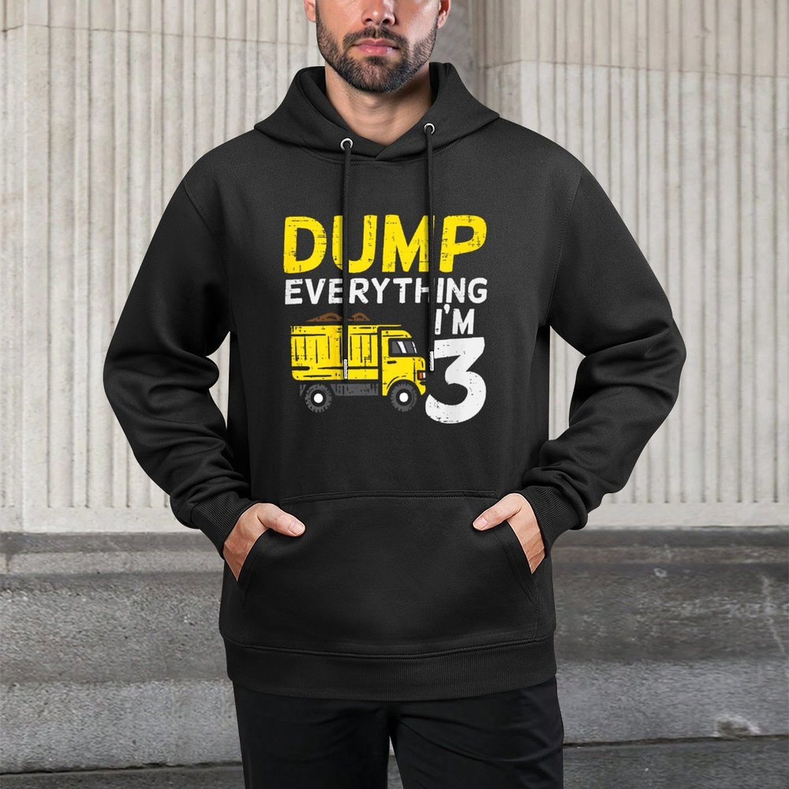Kids Dump Everything Im 3 Truck Three Years Old 3rd Birthday Boy Machine Washable Hoodie