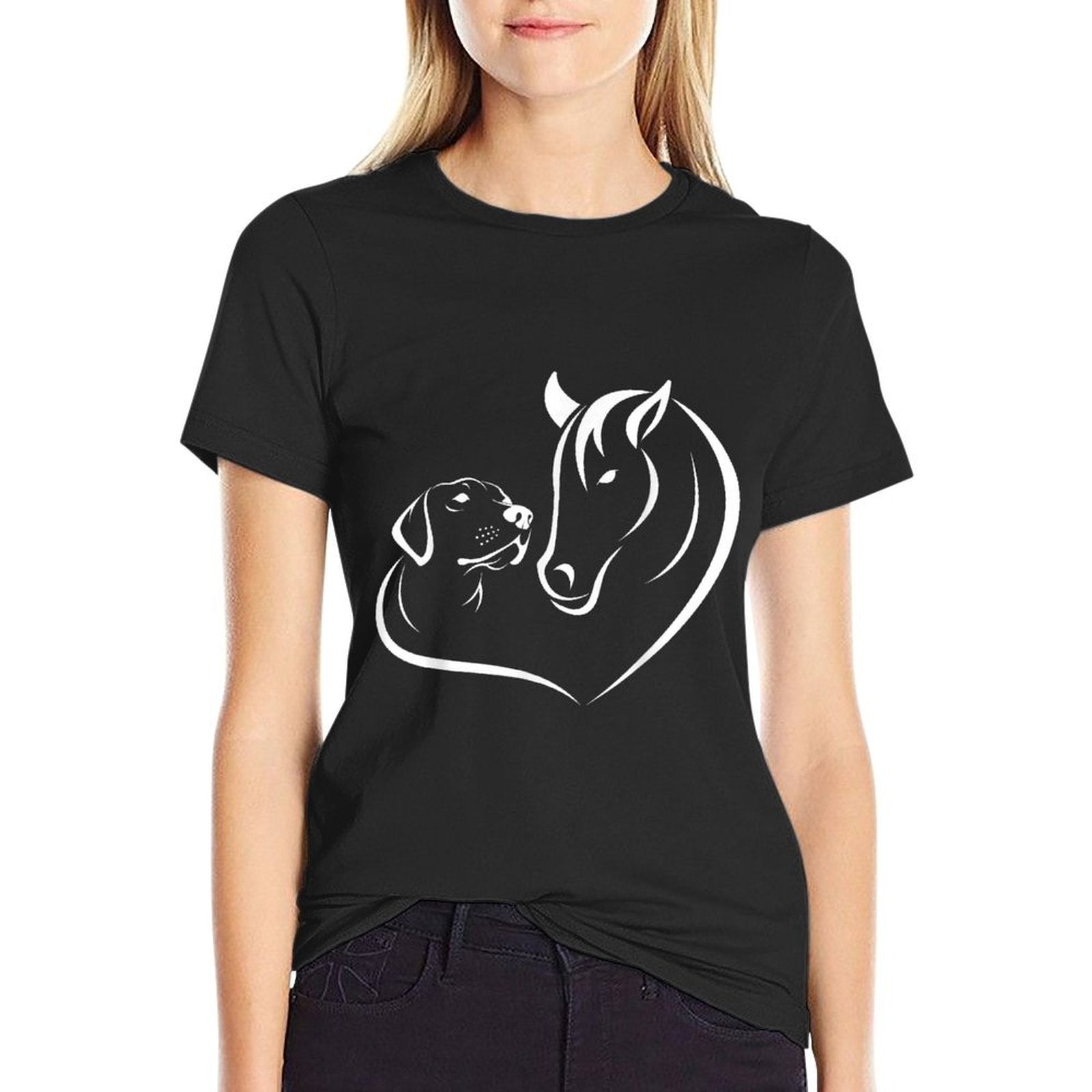 Horse And Dog Women And Men Motif Horse Dog Lover  Moisture-wicking T-Shirt