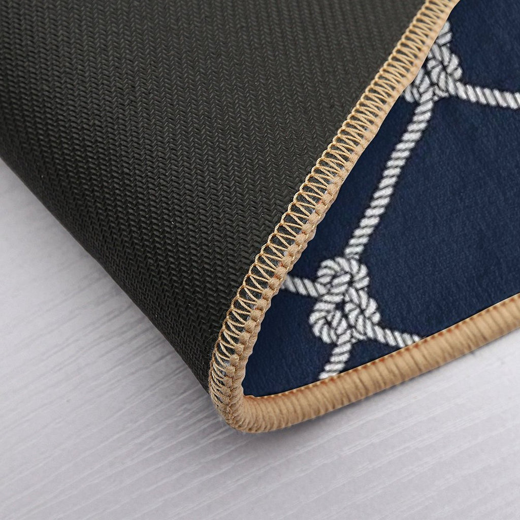 Nauti Navy Rope Pattern Durable Bath Mat