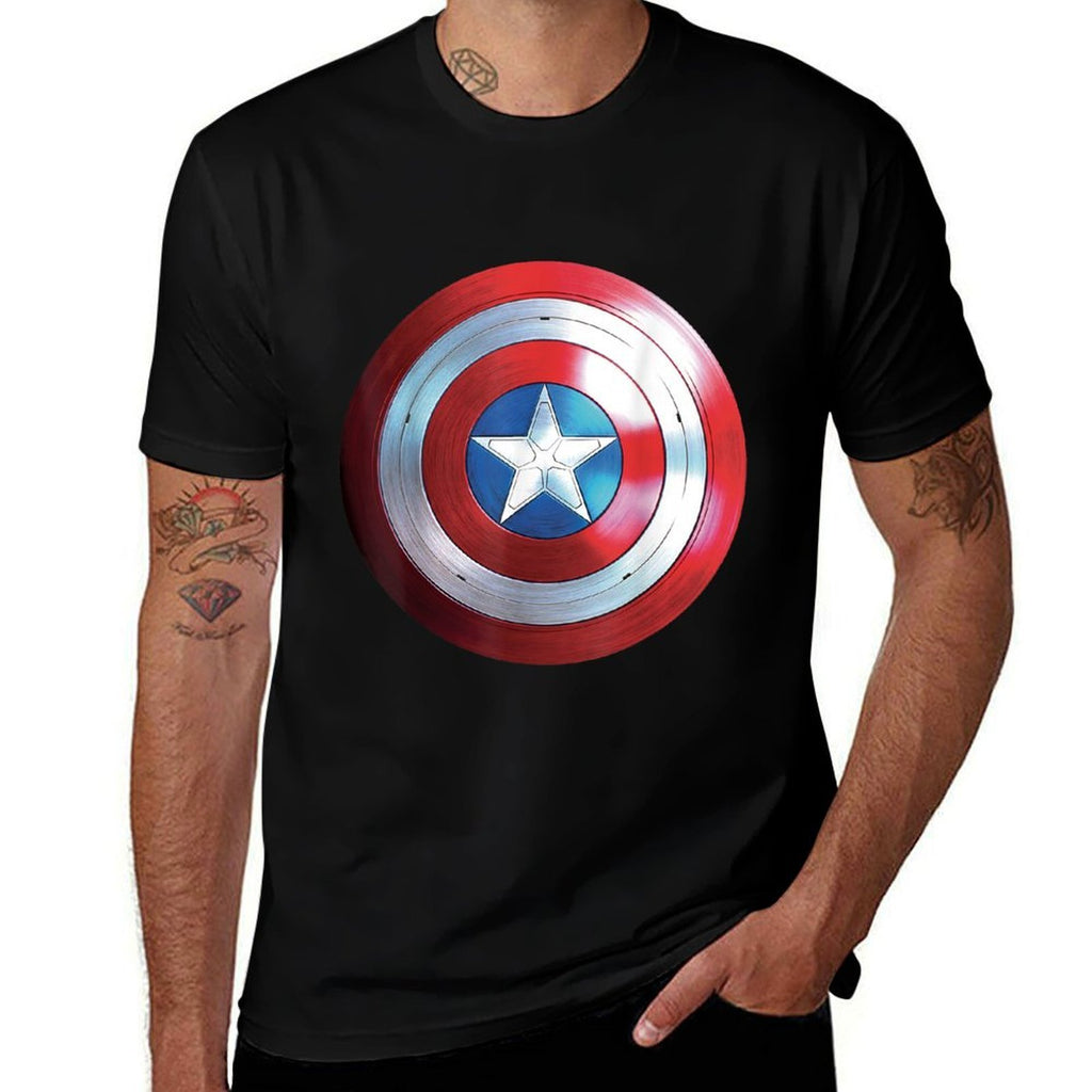 Marvel Studios Captain America 4 Brave New World Shield  Rolled Sleeves T-Shirt