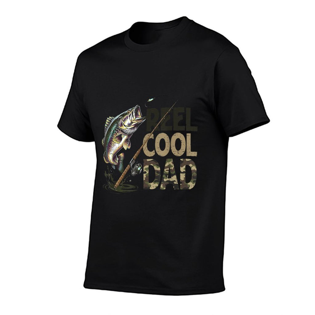 Reel Cool Dad Fishing Papa Fathers Day Fisherman Fish  Fade-proof Color T-Shirt