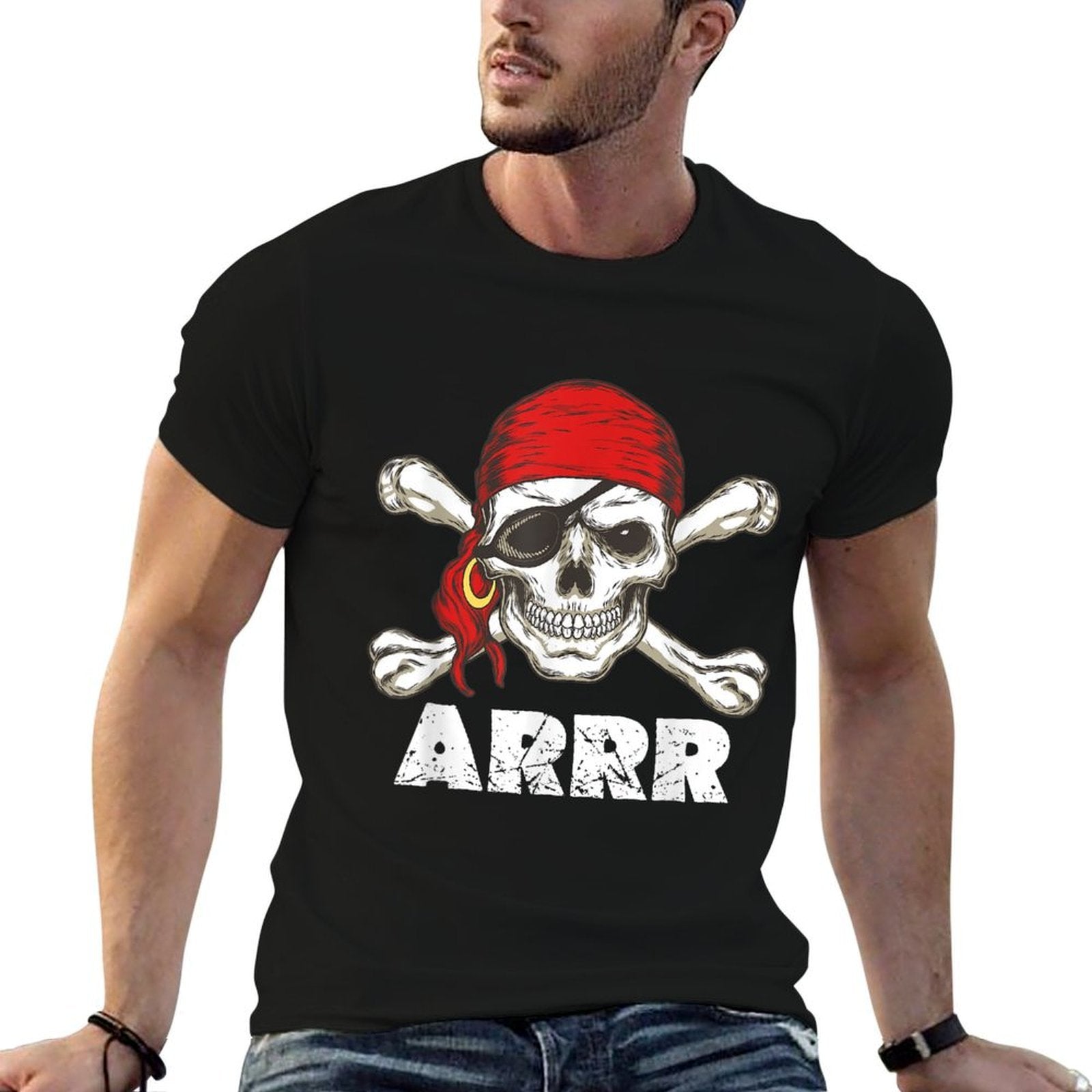 Pirate ARRR Jolly Roger Crossbones And Skulls  Durable T-Shirt