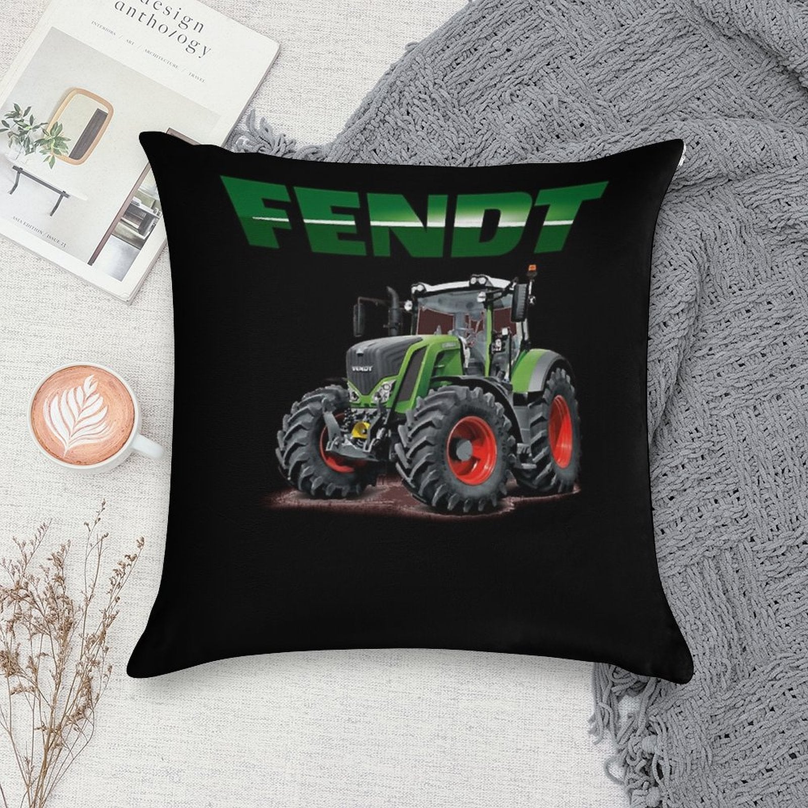 Fendt German Tractors Soft Short Plush Fabric Throw Pillow