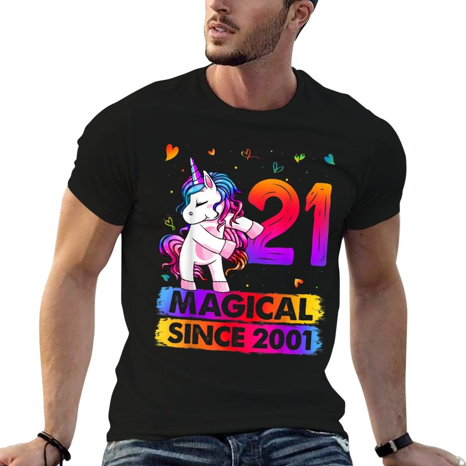 21 Year Old Unicorn Flossing 21st Birthday Unicorn Party  Fade-proof Color T-Shirt