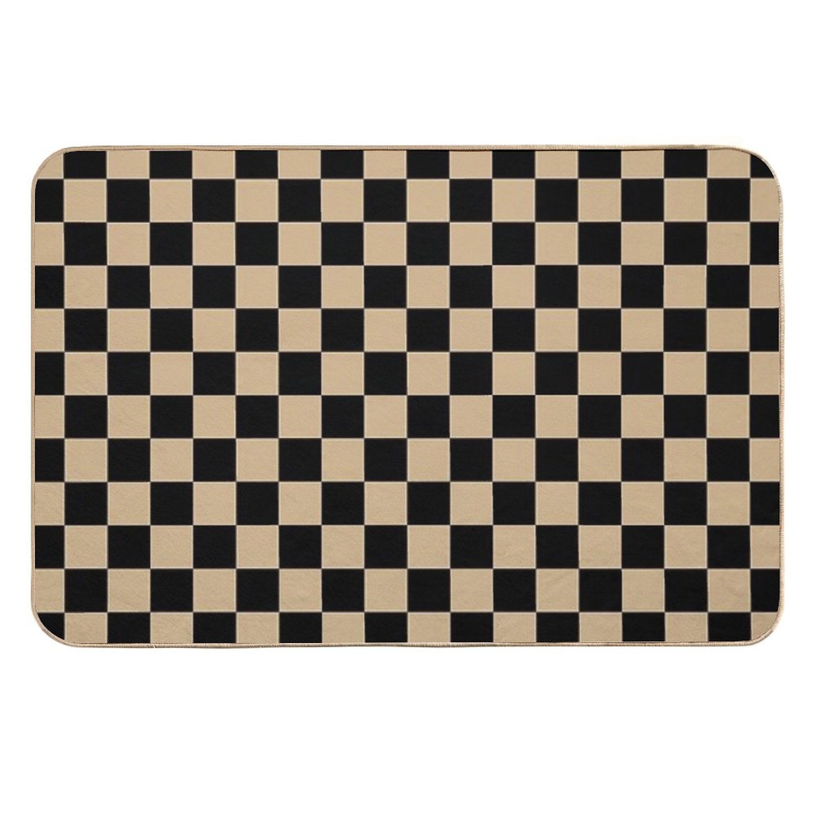 Black And Tan Brown Checkerboard  Pet-Safe Bath Mat