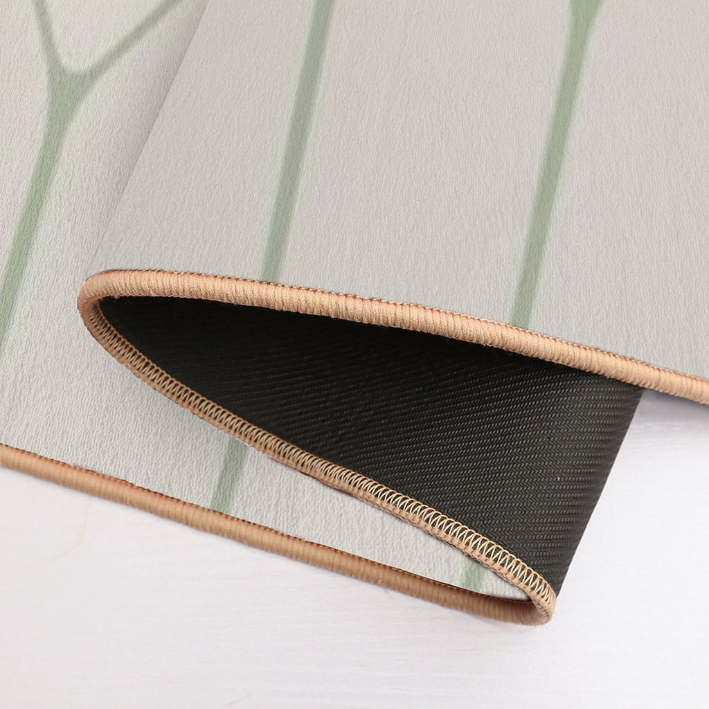 Long Honeycomb Minimalist Geometric Pattern in Beige And Sage Durable Bath Mat