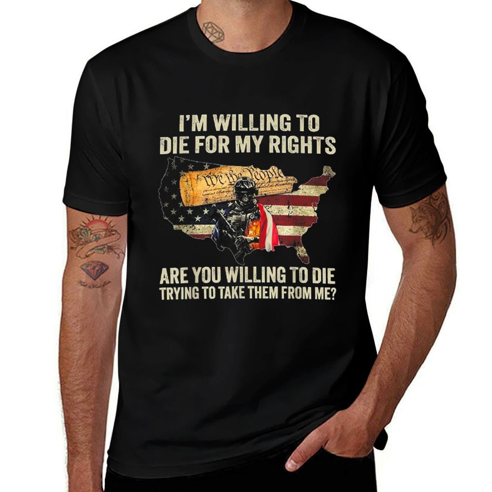 I'm Willing To Die For My Rights Are You Willing To Die, Small, Black  Cotton T-Shirt
