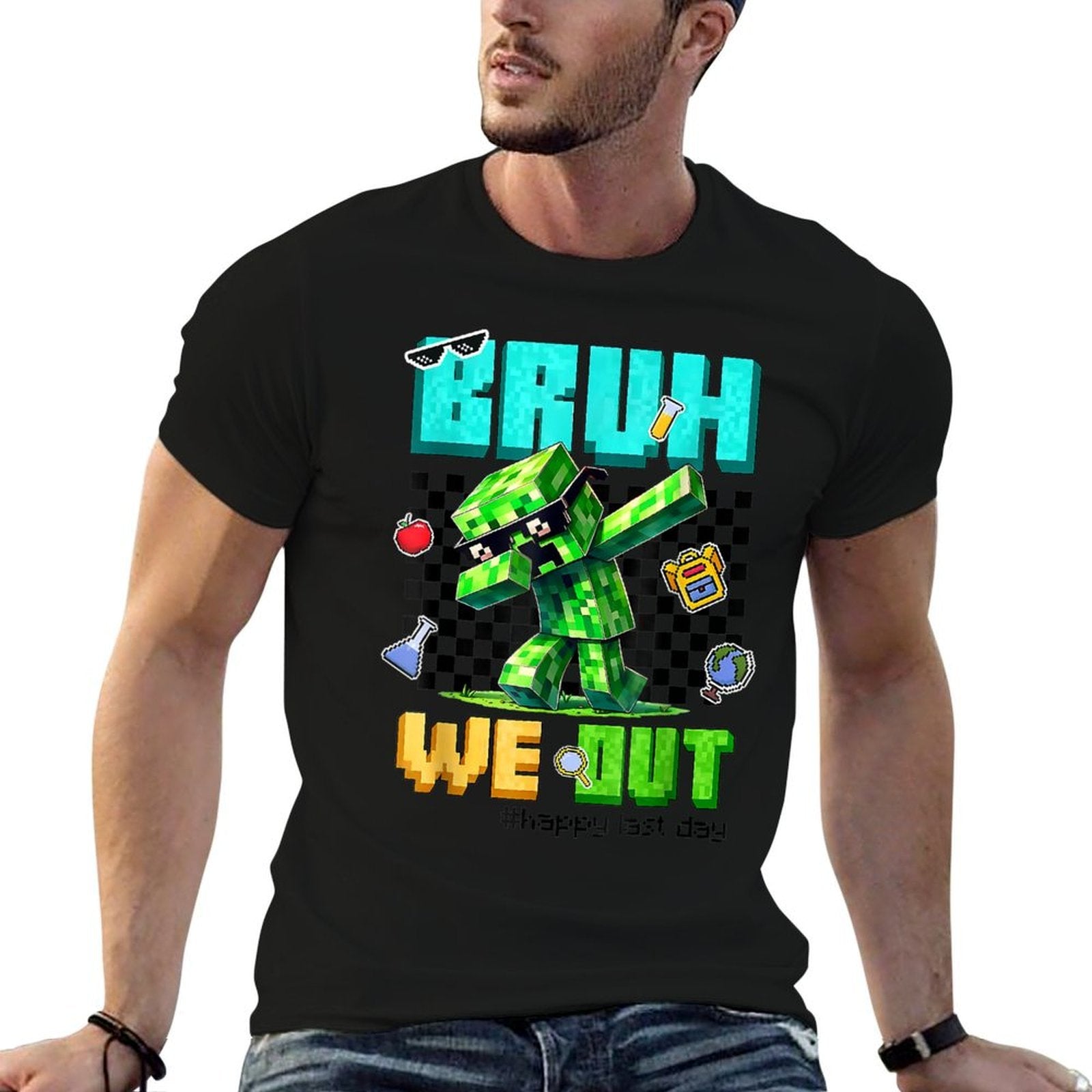 Bruh We Out Teachers Appreciation Last Day of School Gamer  Heathered Texture T-Shirt