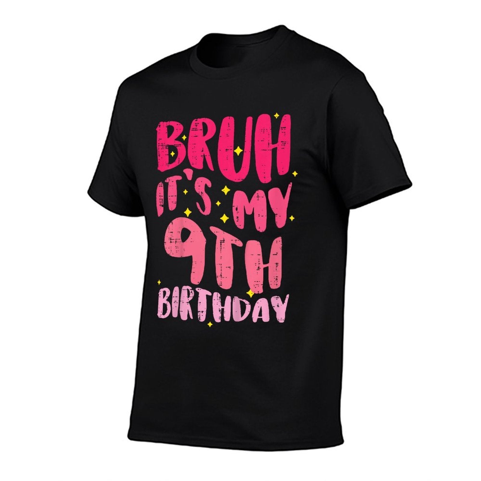 Kids Bruh Its My 9th Birthday Pink 9 Year Old Bday Groovy Girls  Summer-ready Fabric T-Shirt