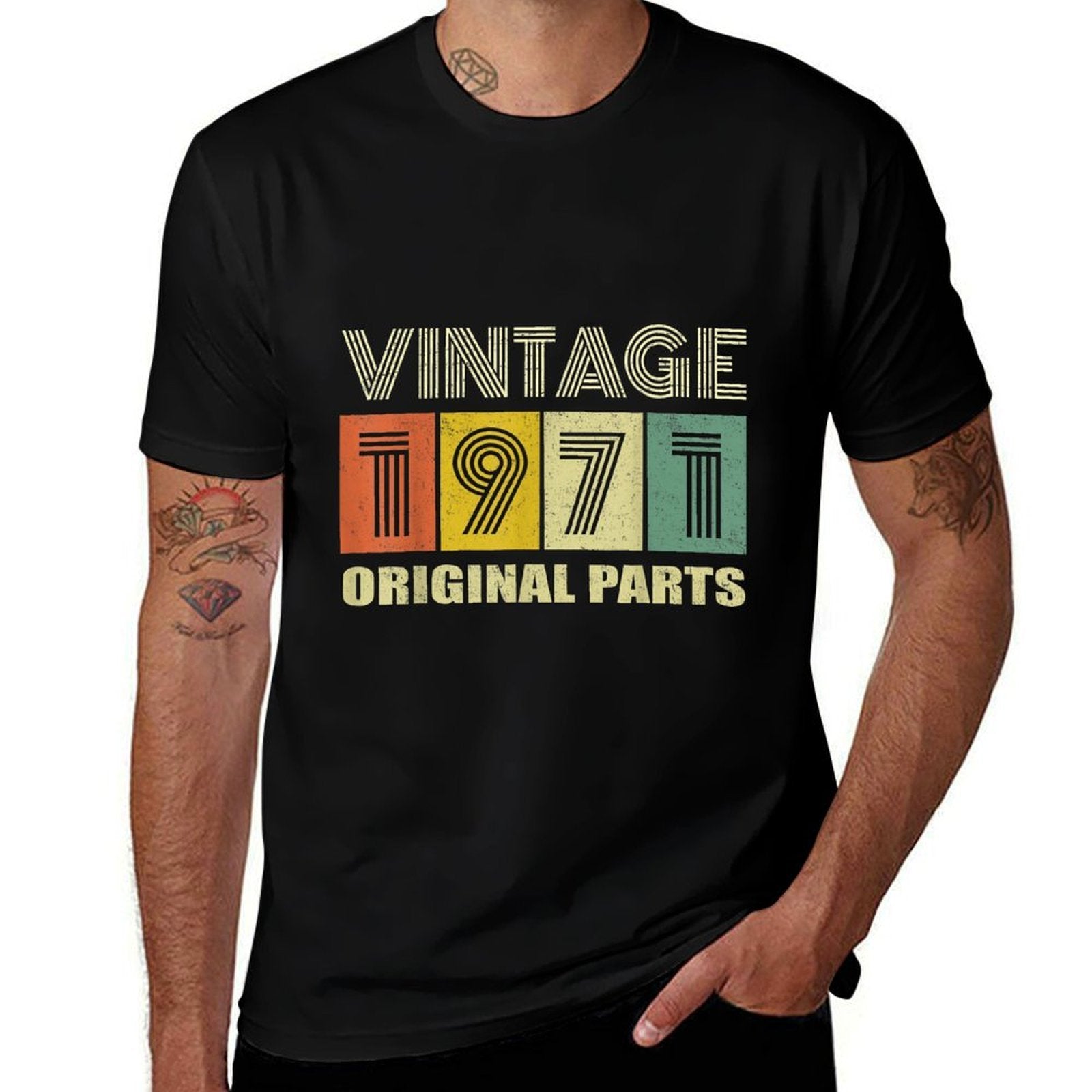 Vintage 1971 50th Birthday Gift Men Women 50 Years Old  Trendy Pattern T-Shirt