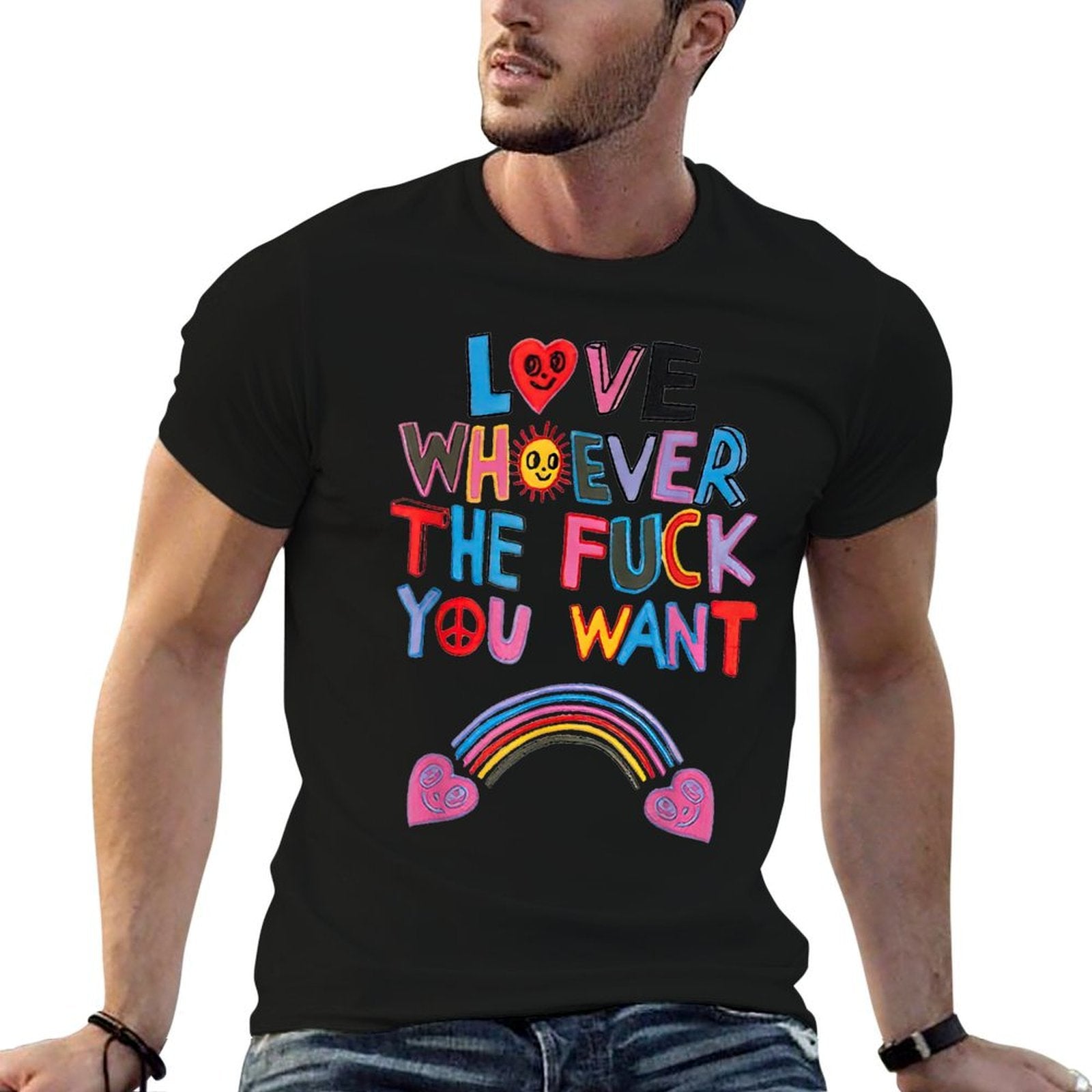 Love Whoever The Fuck You Want Rainbow  Eco-friendly Material T-Shirt