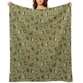 Tiny Goats on Green - Goat Herd Pattern Quick-dry Throw Blanket