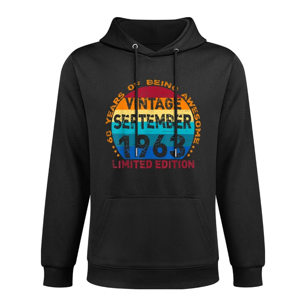 60 Years Old Vintage September 1963 Distressed 60th Birthday Cotton-Polyester Blend Hoodie