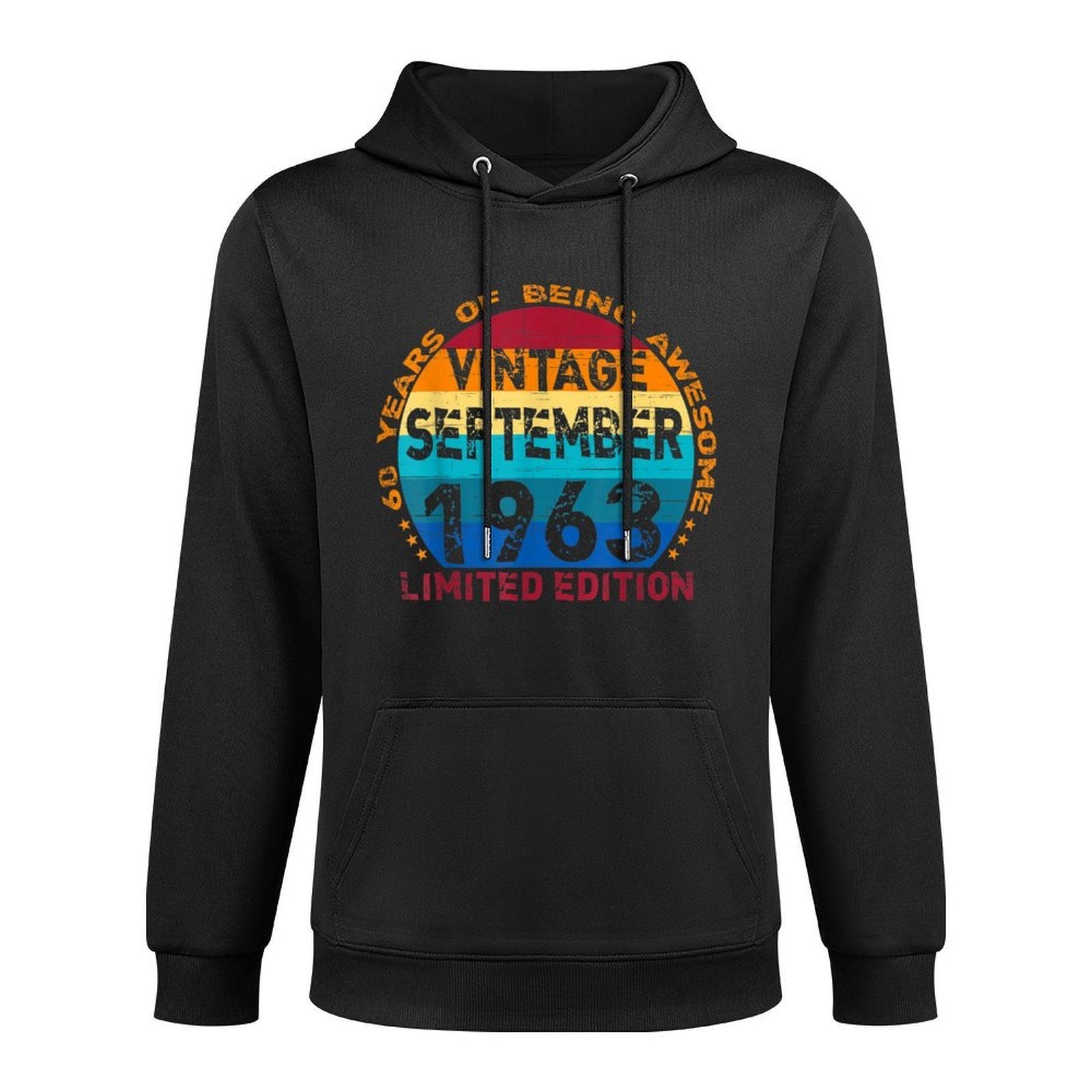 60 Years Old Vintage September 1963 Distressed 60th Birthday Cotton-Polyester Blend Hoodie