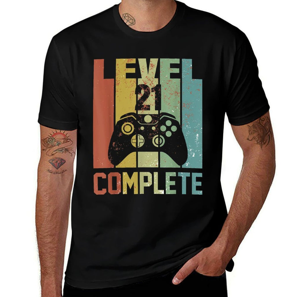 21st Birthday for Gamer 21 Years Old - Retro Birthday  Wrinkle-resistant T-Shirt