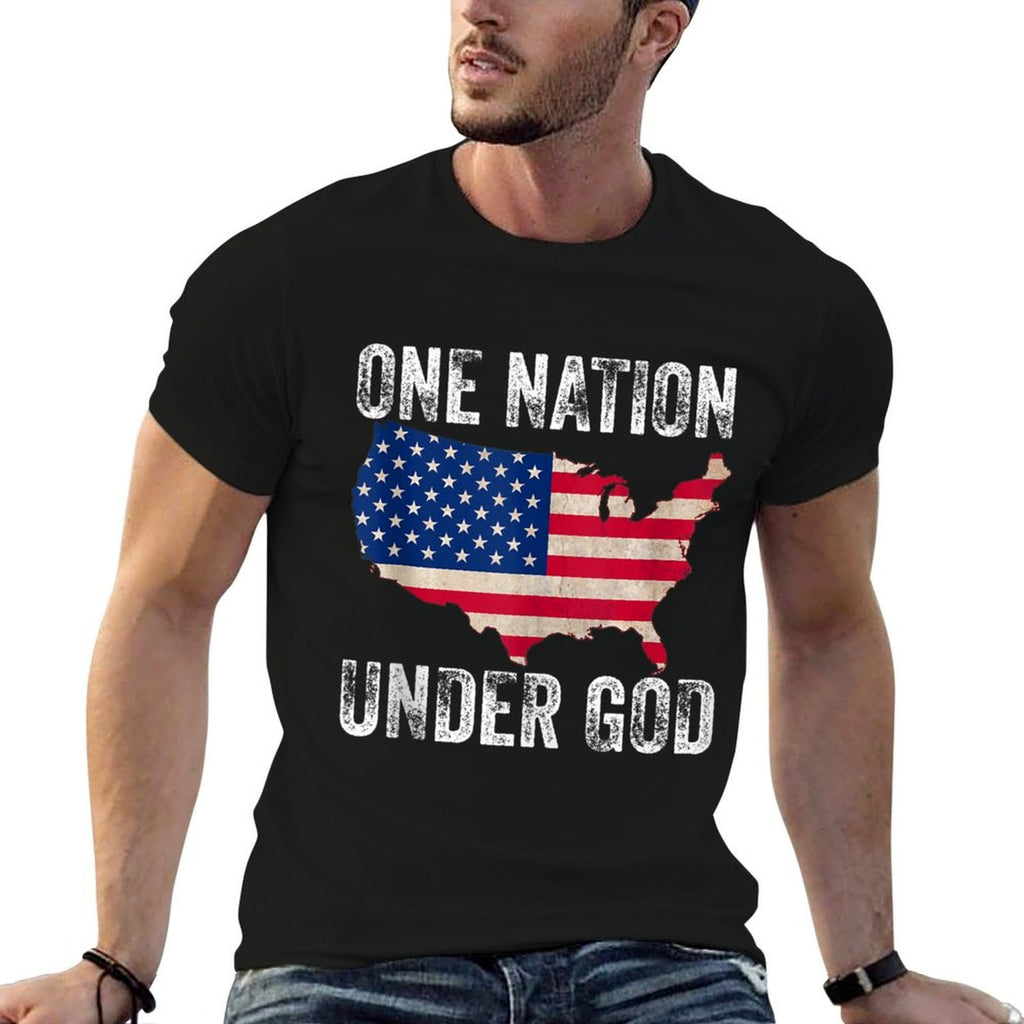 One Nation Under God Vintage American Design Christian  Soft T-Shirt