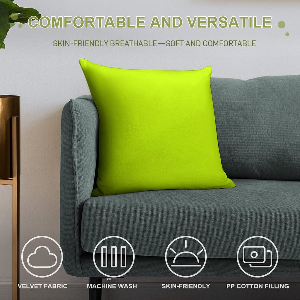 Bright Green Lime Neon Color Soft Gift Ready Throw Pillow