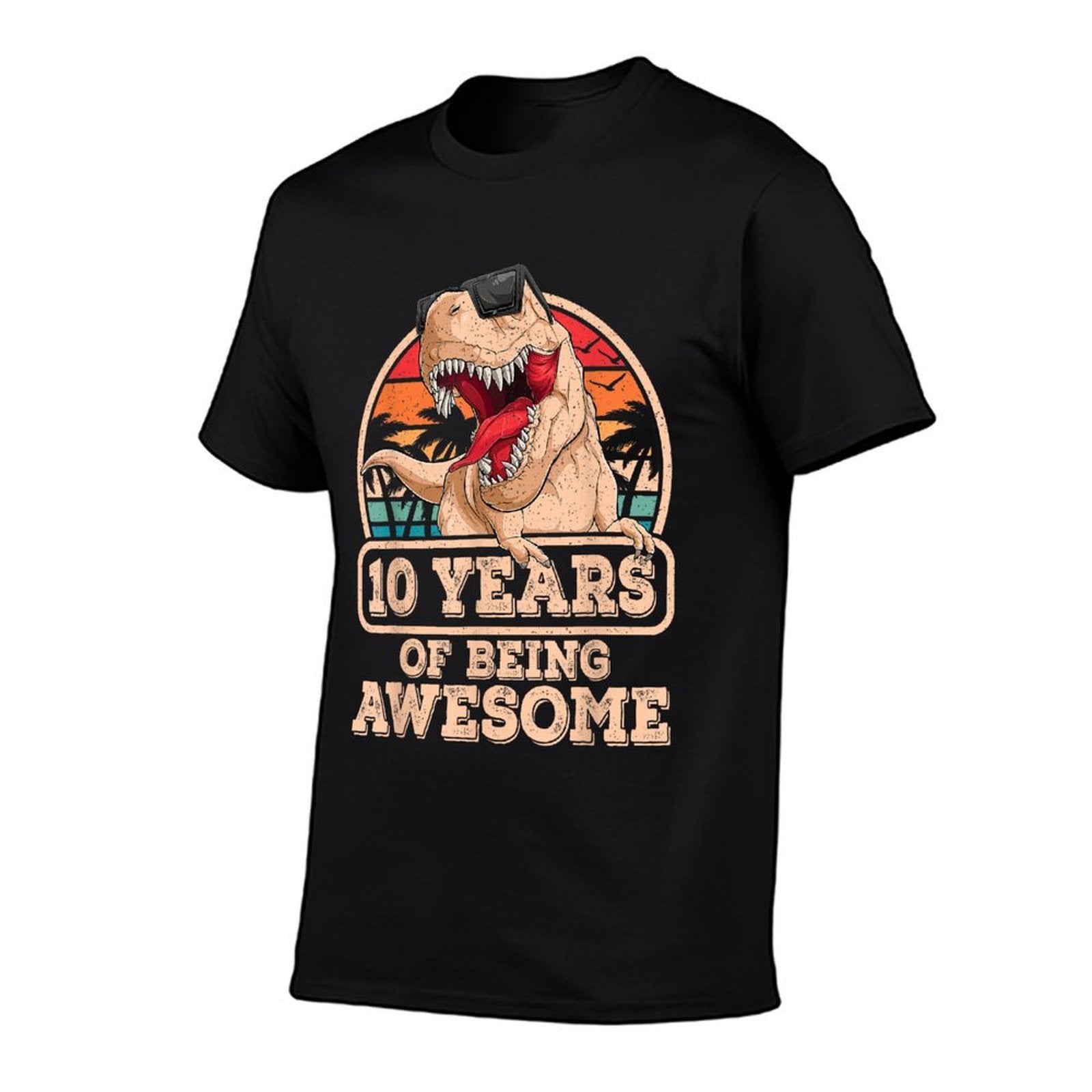10 Years Of Being Awesome T Rex Dinosaur 10th Birthday Dino  Stretchy T-Shirt