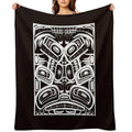 White Totem Native Formline Design Orca Bear Raven Travel-friendly Throw Blanket