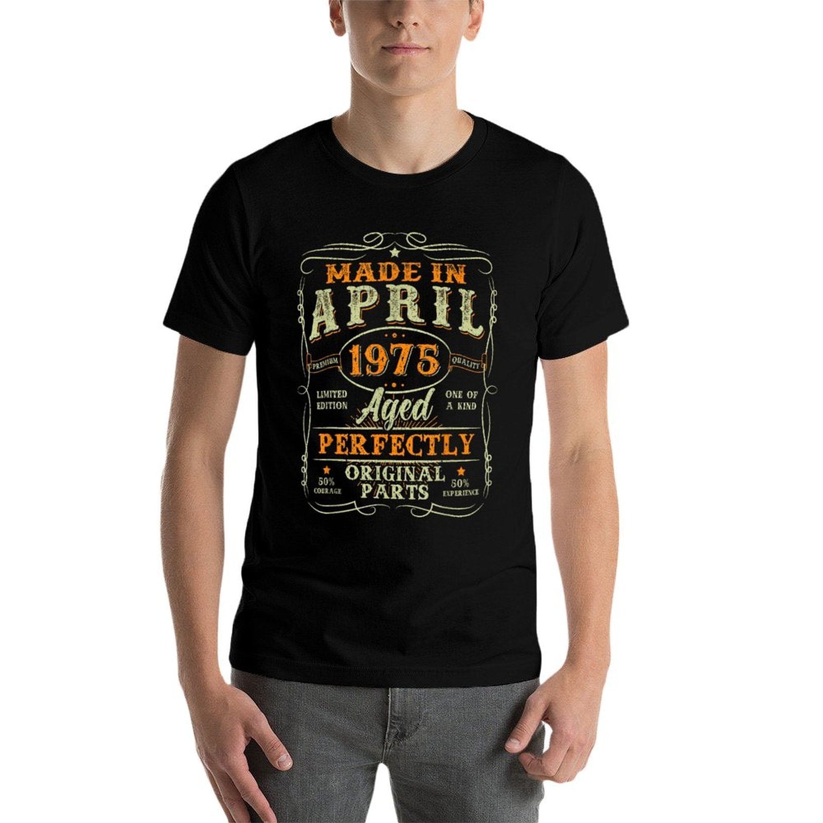 50 Year Old Made In April 1975 Vintage 50th Birthday Men Dad  Summer-ready Fabric T-Shirt