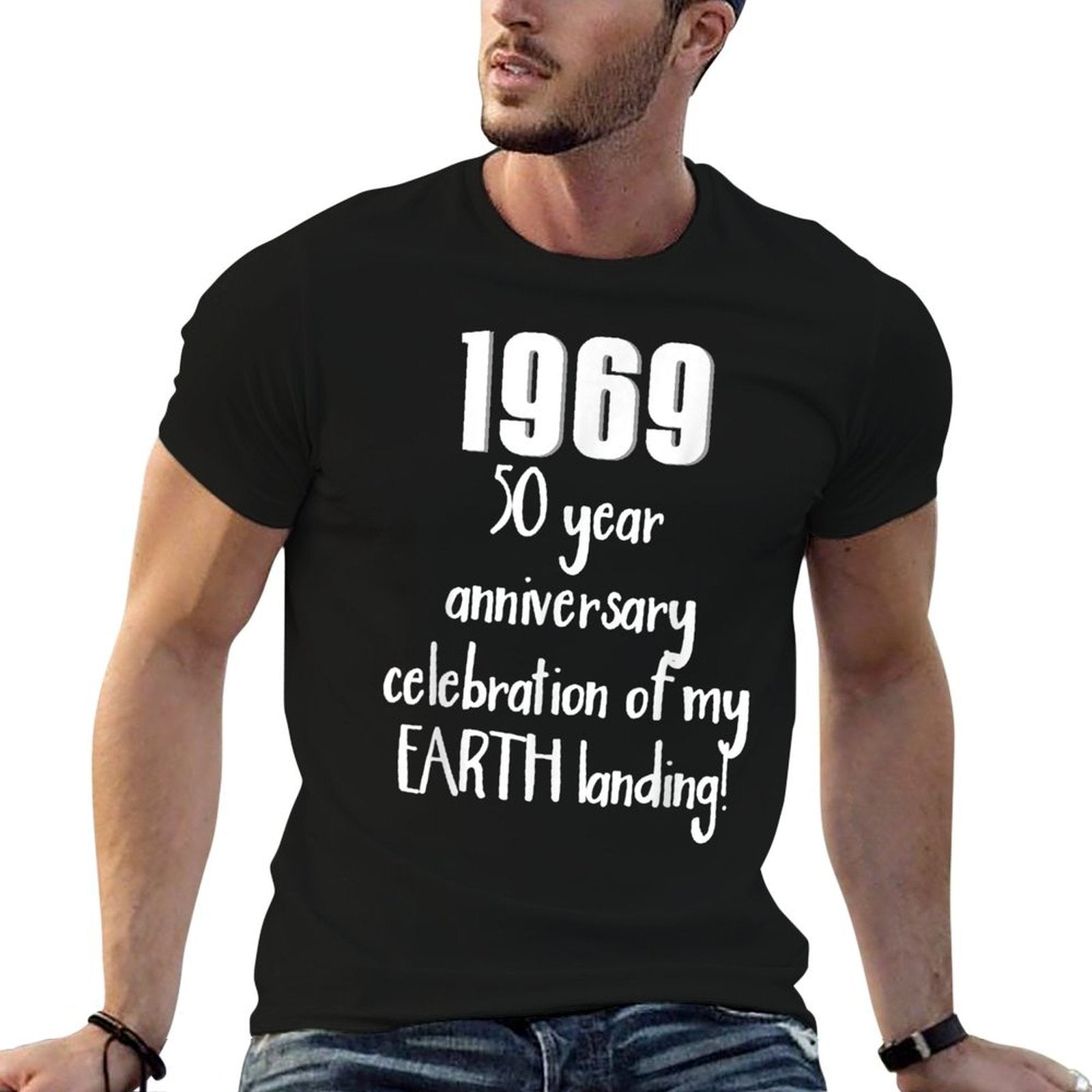 Funny 1969 Moon Landing 50th Birthday Novelty Joke  Trendy Pattern T-Shirt
