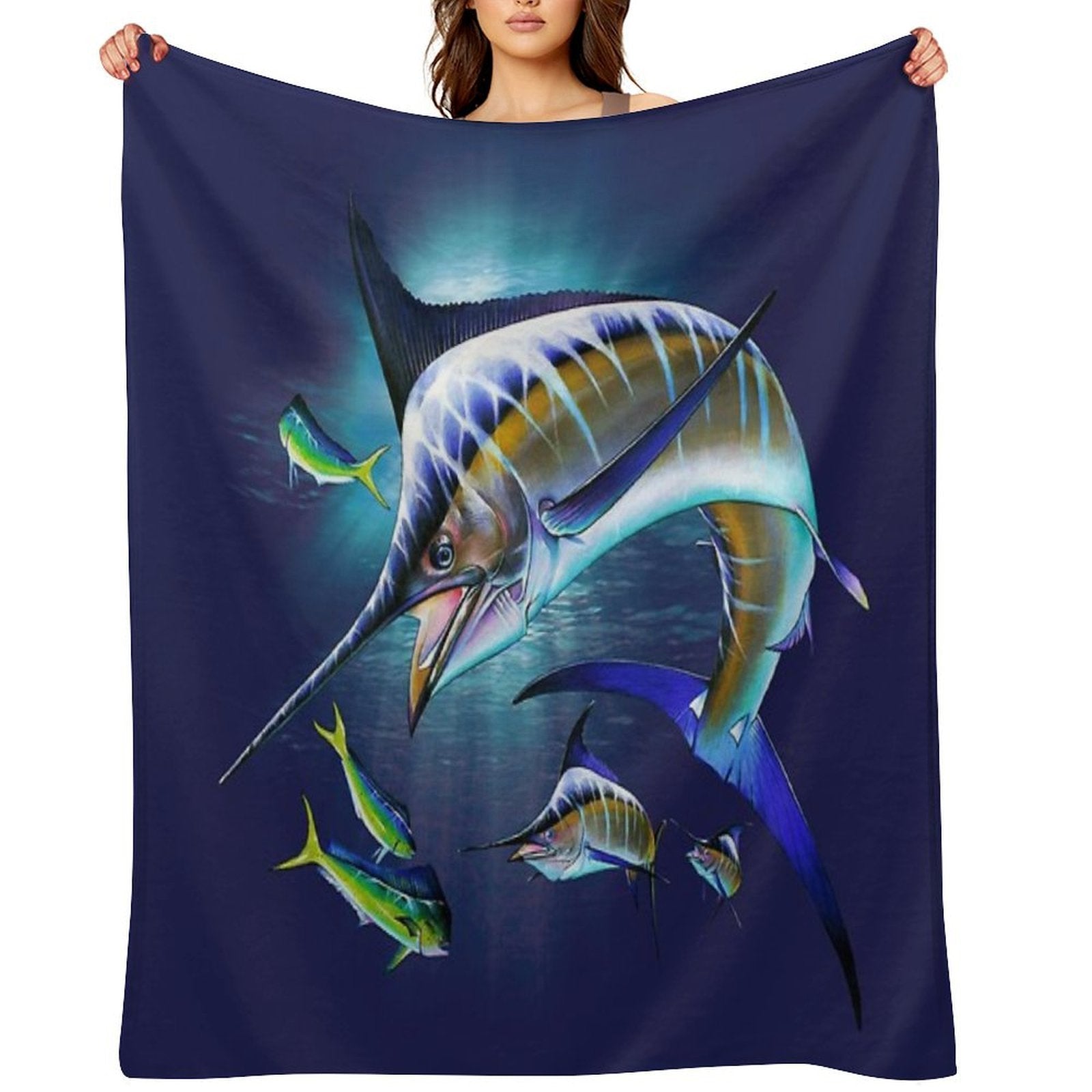Marlin And Mahi Mahi Premium Throw Blanket