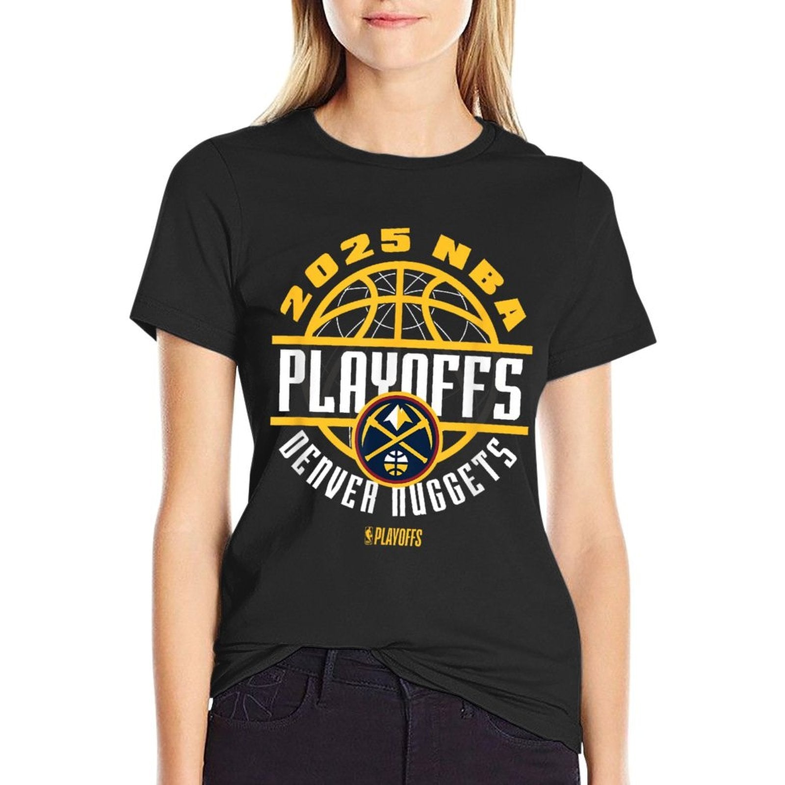 NBA Official Denver Nuggets 2025 Playoffs Game Time  Eco-friendly Material T-Shirt