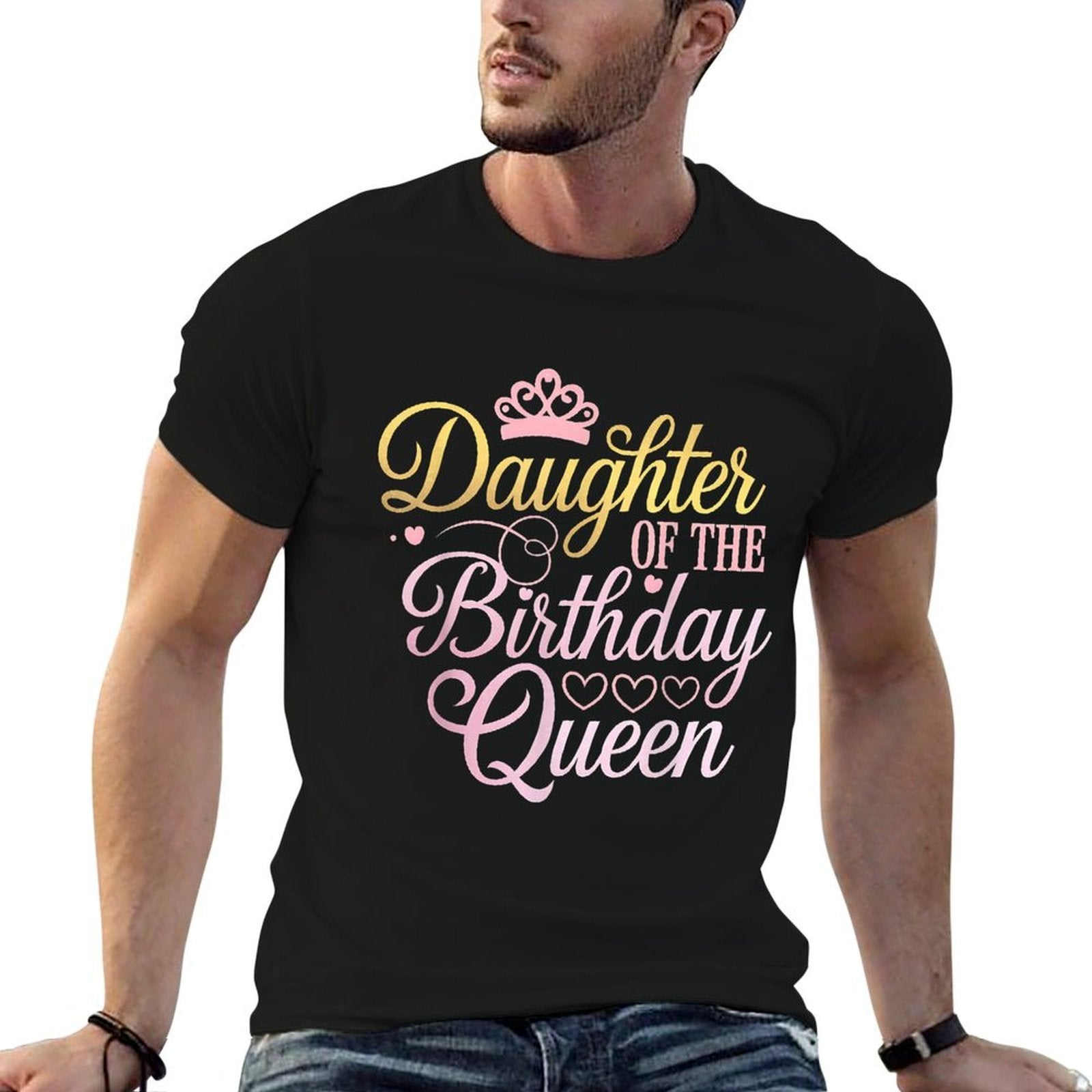 Daughter of The Birthday Queen Bday Party Celebration  Oversized Silhouette T-Shirt