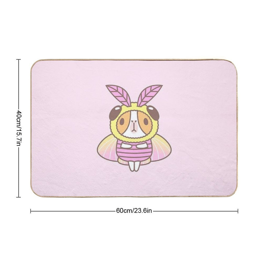 Guinea Pig in Rosy Maple Moth Costume  Absorbent Bath Mat