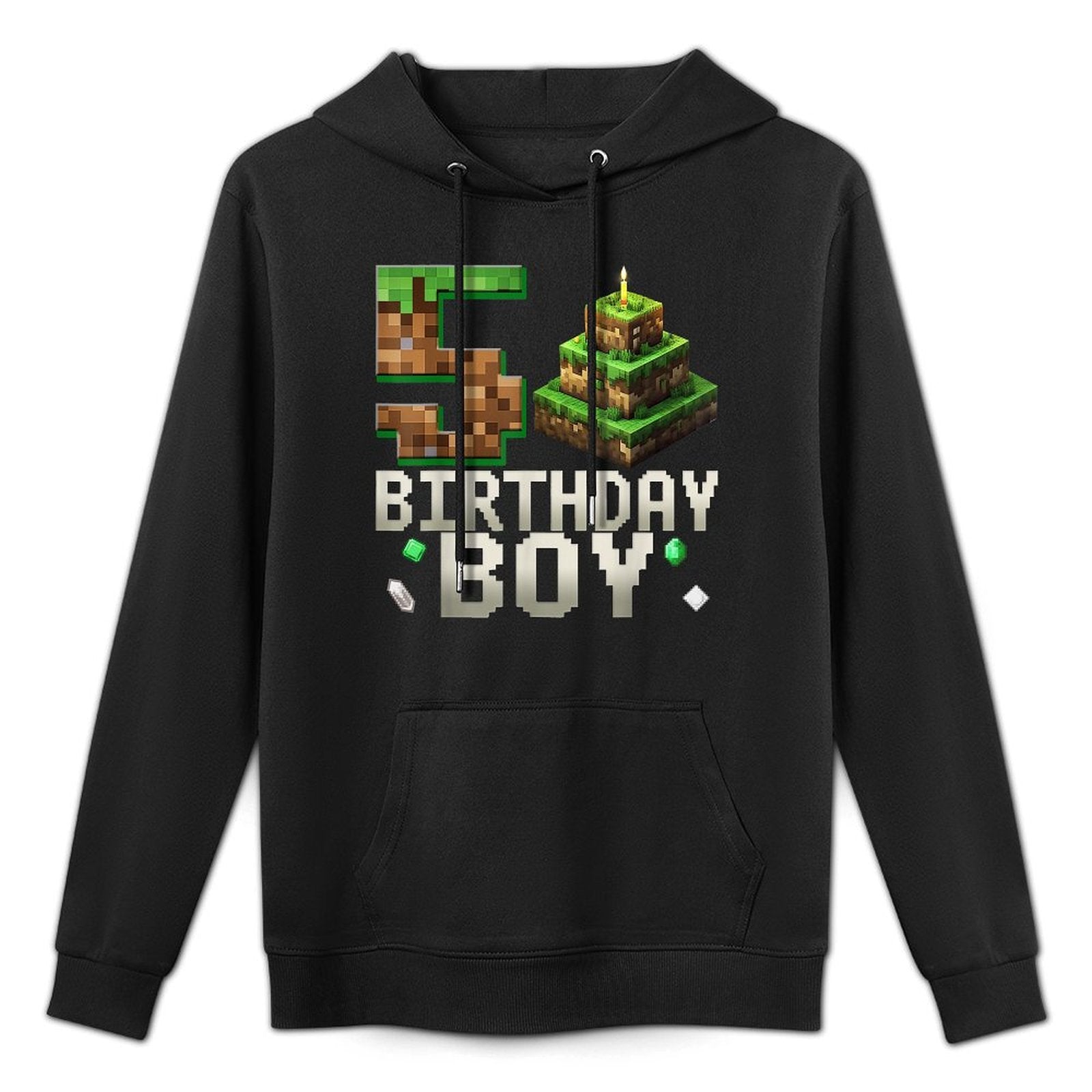 Birthday Boy 5 Kids Pixel Number 5th Birthday Party Customizable Surface Hoodie