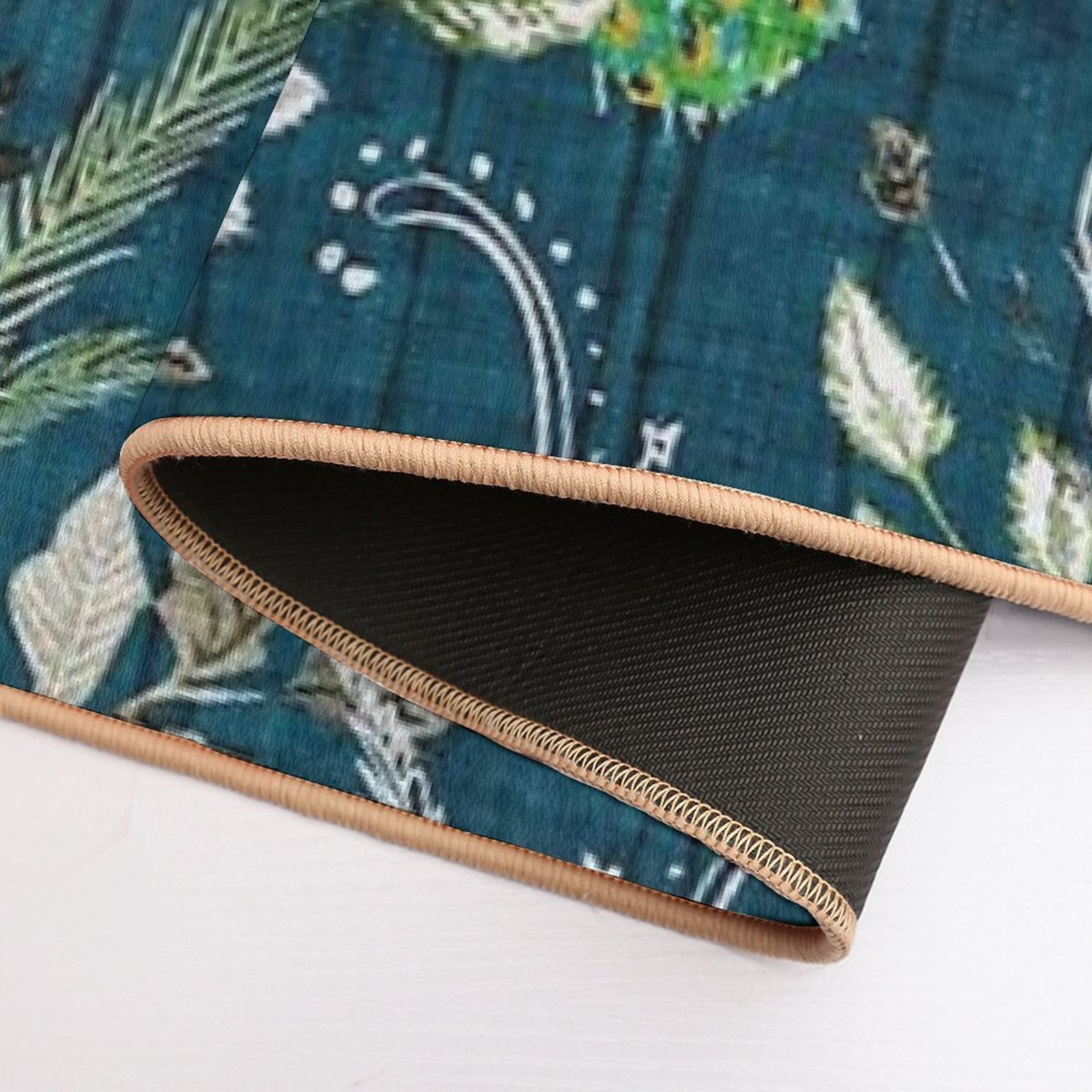 Peacock Chinoiserie (teal)  Stain-Proof Bath Mat