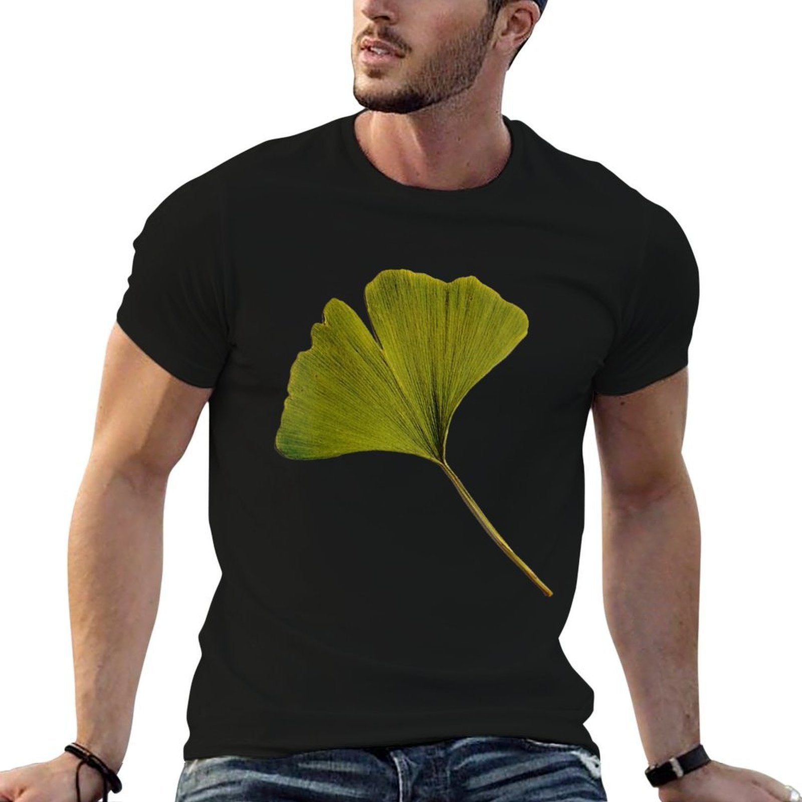 Womens Ginkgo Art Ginkgo Biloba Leaf Ginkgo  Graphic-printed T-Shirt