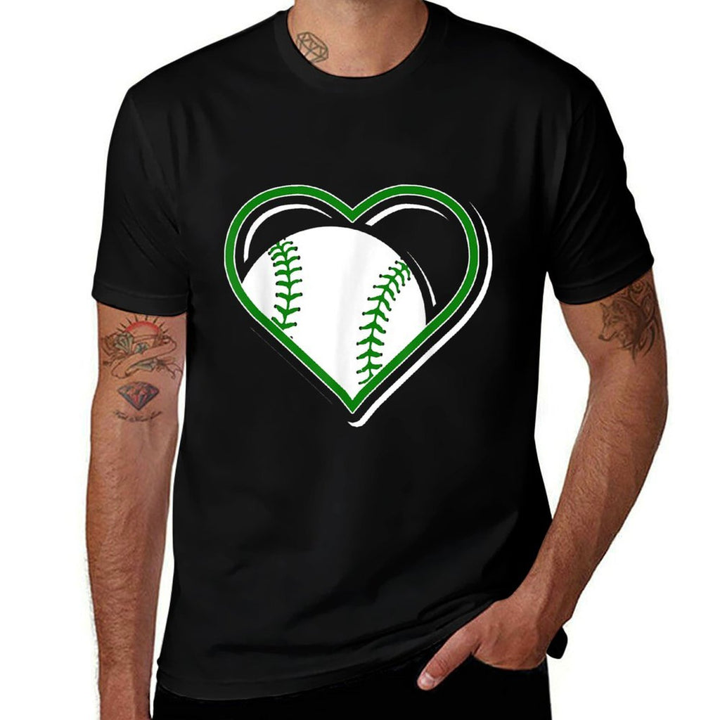 Green Baseball Heart for Baseball Lovers  High-quality Stitching T-Shirt