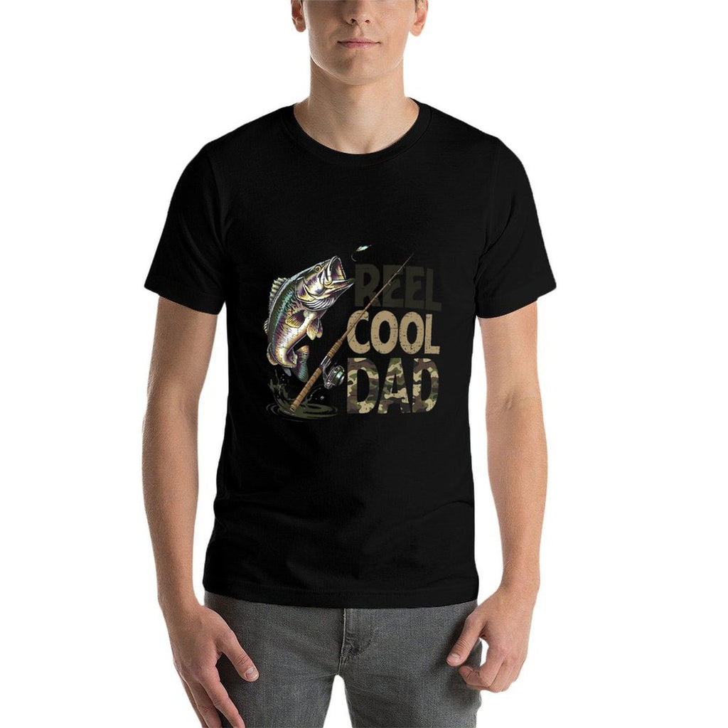 Reel Cool Dad Fishing Papa Fathers Day Fisherman Fish  Fade-proof Color T-Shirt