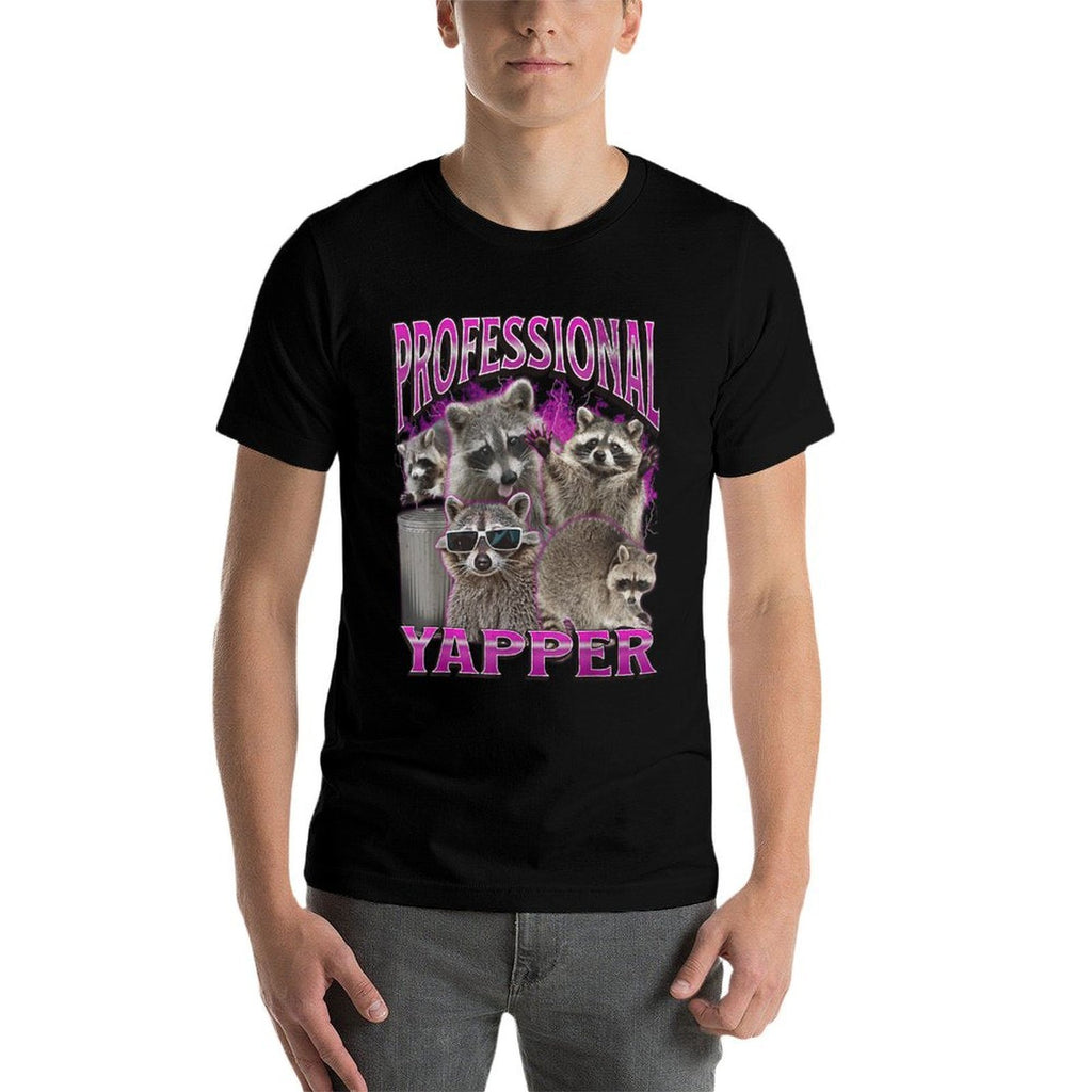 Professional Yapper Funny Raccoon Meme Bootleg Graphic 90s  Eco-friendly Material T-Shirt