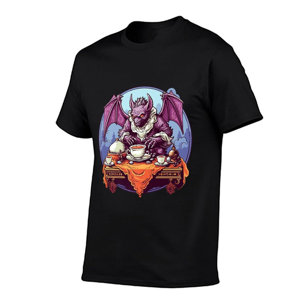 Halloween Gargoyle Tea Mystic Twilight Vampire Premium  Ribbed Collar T-Shirt