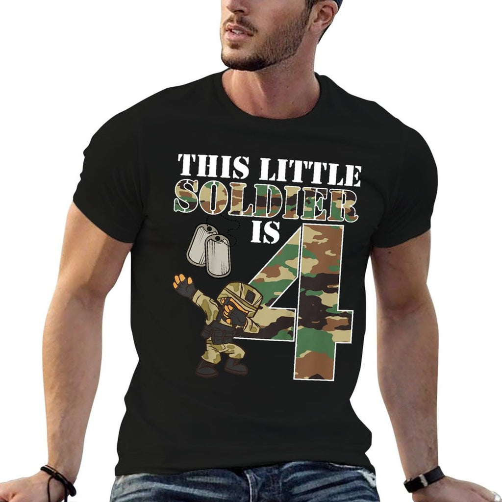 Kids 4 Years Old Boy Army Military 4th Birthday Kids  Moisture-wicking T-Shirt