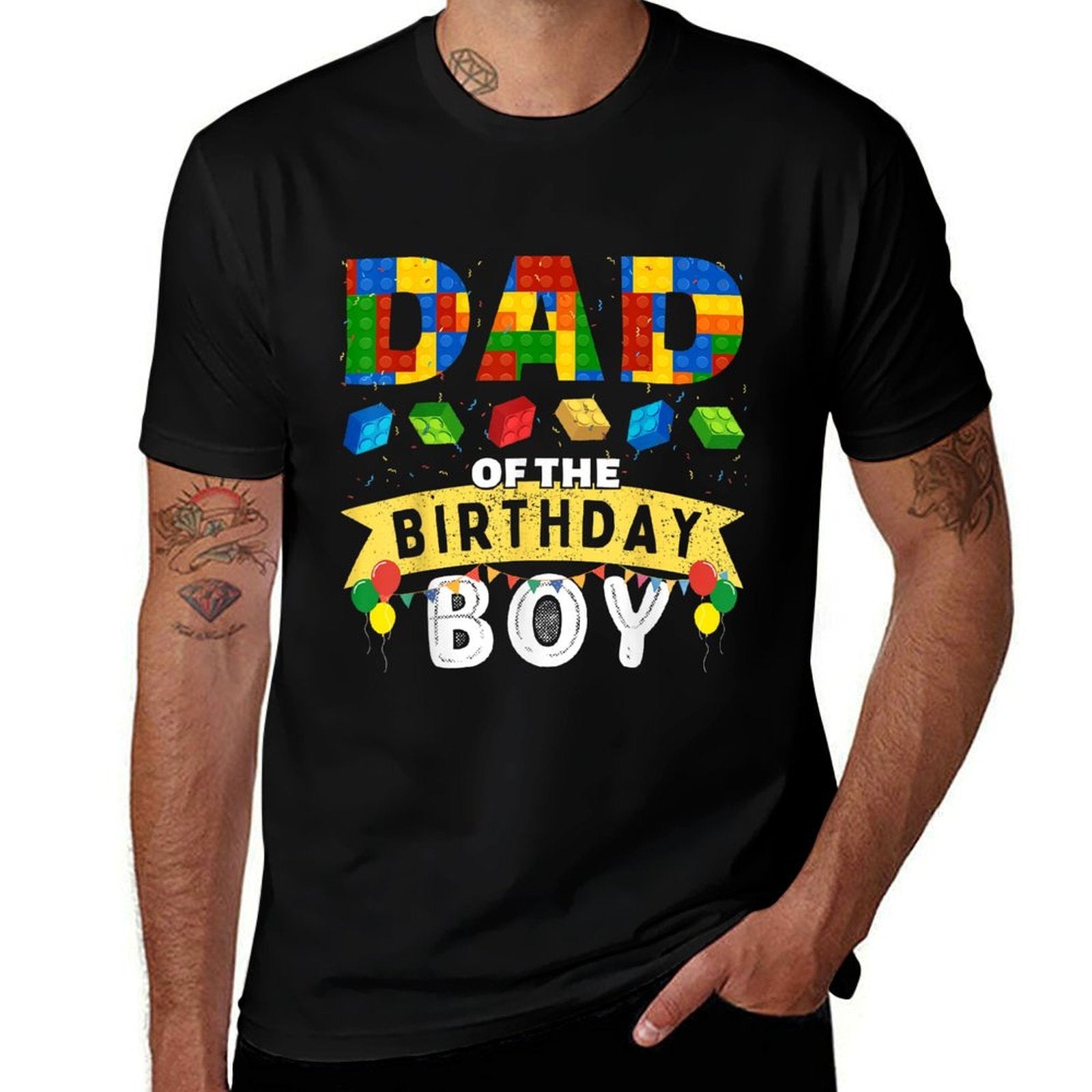 Dad of The Birthday Boy Building Blocks Master Builder  Breathable T-Shirt